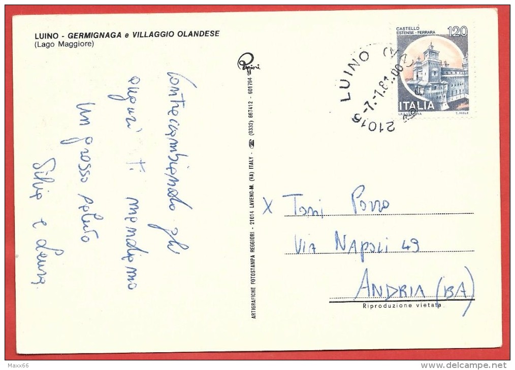 CARTOLINA VG ITALIA - LUINO (VA) - Germignaga E Villaggio Olandese - Lago Maggiore - 10 X 15 - ANN. 1981 - Luino