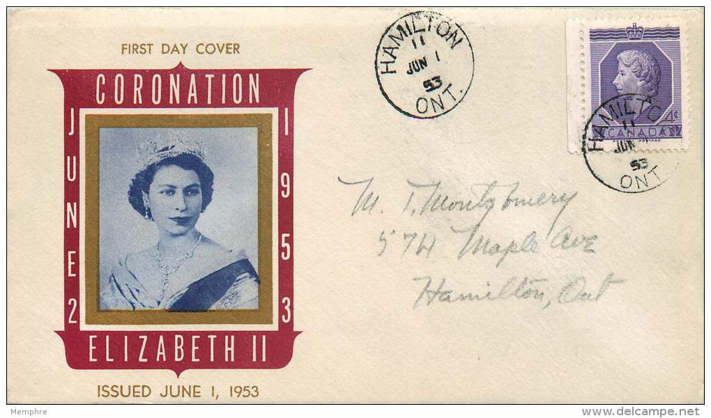 1953  Queen Elizabeth Coronation Sc 350  Unknown Cachet - 1952-1960