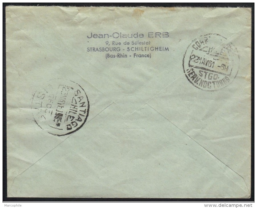 FRANCE - CHILI  /1961 ENVELOPPE PREMIER VOL PAR LUFTHANSA - FFC (ref 6799a) - Covers & Documents