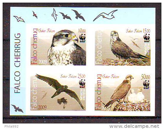 Kyrgyzstan 2009 Y WWF Fauna Animals Birds Saker Falcon Mi No 579-82 Imperforated MNH - Unused Stamps