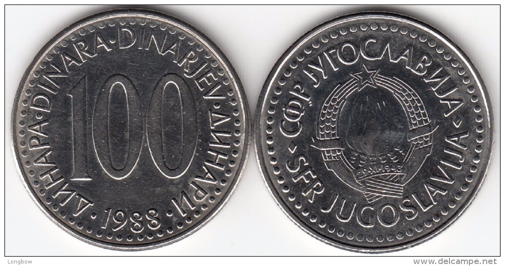 Yugoslavia 100 Dinari 1988 Km#114 - Used - Jugoslavia