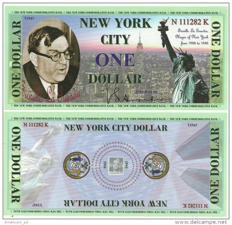Fantasy Commemorative 1 Dollar New York Fiorello La Guardia - Altri & Non Classificati