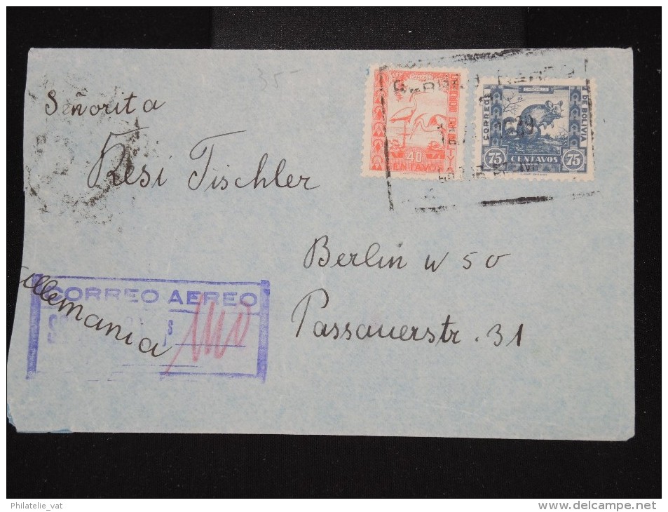 BOLIVIE- Enveloppe Par Avion Pour L 'Allemagne En 1939 - Aff. Plaisant - à Voir - Lot P8450 - Bolivia