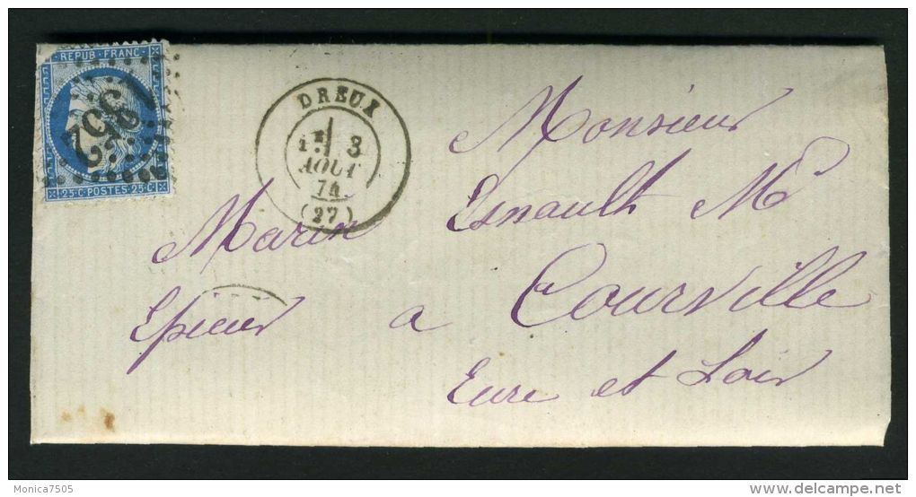 FRANCE  :  C A D  CONVOYEUR  PARIS  A  BREST  SUR  LETTRE  DU  3  AOUT  1874 ,   A VOIR . - 1849-1876: Période Classique