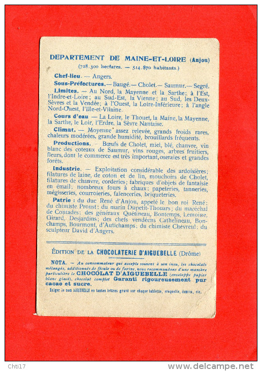 DONZERE    1910  PUBLICITE CHROMO CHOCOLATERIE  AIGUEBELLE DEPT MAINE ET LOIRE ANGERS SAUMUR BAUGE    CIRC OUI EDIT - Donzere