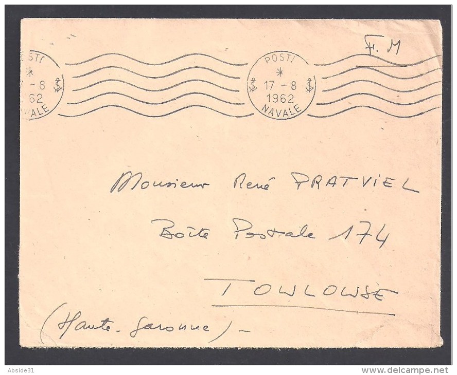 POSTE NAVALE - Oblitération Mécanique Sur Lettre De MERS EL KEBIR  1962 ( 2 Scans ) - Seepost