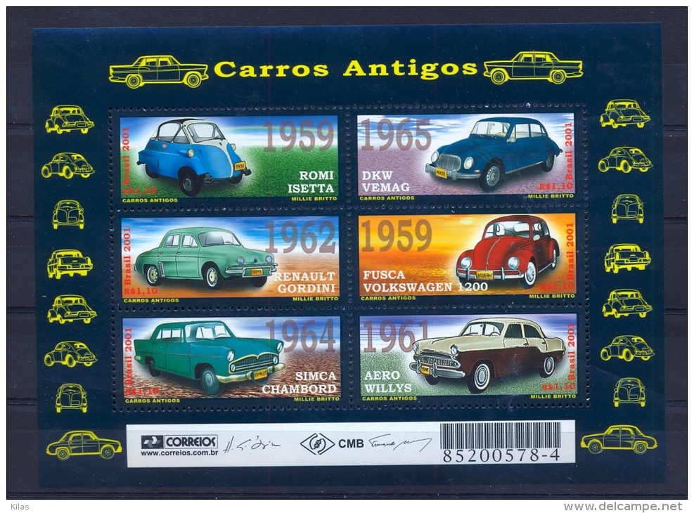 BRAZIL 2001 Automobiles - Blocks & Sheetlets