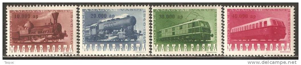 Hungary 1946 Mi# 943-946 ** MNH - Centenary Of Hungarian Railways / Trains - Neufs