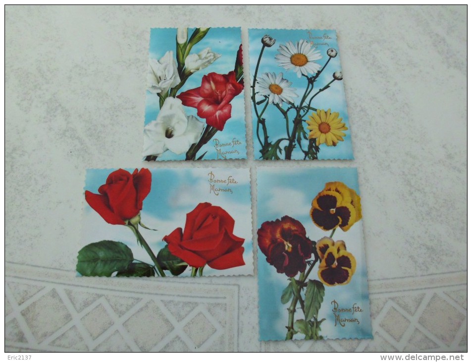 LOT DE 4 CARTES..BELLES ILLUSTRATIONS...FLEURS...BONNE FETE MAMAN - Día De La Madre