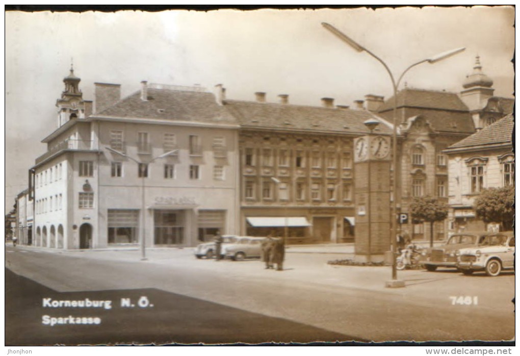 Osterreich - Postcard Circulated   - Korneuburg - Sparkasse ( Savings Bank ) ; Motorbike- 2/scans - Korneuburg