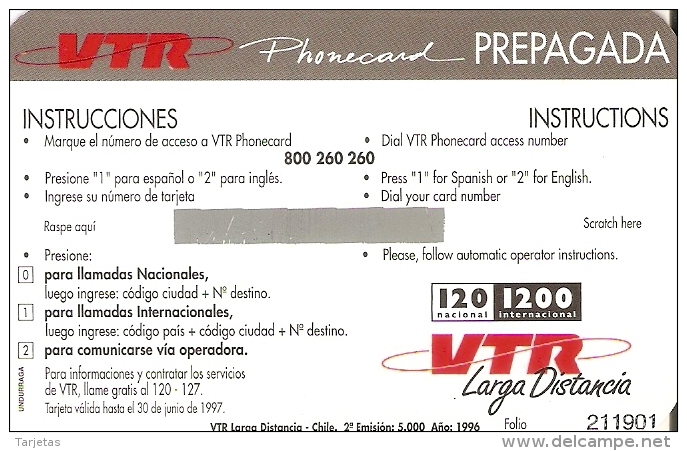 TARJETA DE CHILE DE VTR DEL VOLCAN OSORNO 2ª EMISION TIRADA 5000 (NUEVA-MINT) - Chile