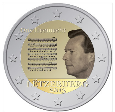 LUXEMBOURG 2 Euro 2013 UNC Avec L´Hymne National - Luxembourg