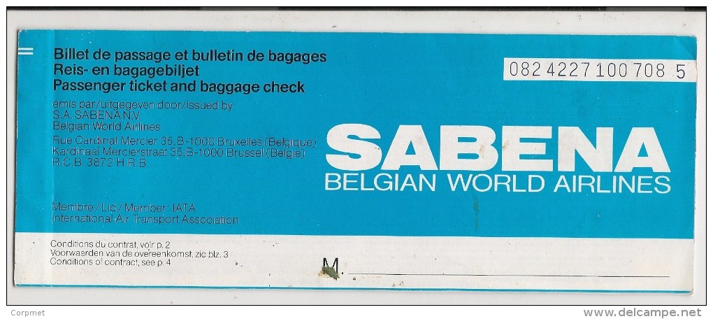 SABENA - BELGIAN WORLD AIRLINES - 1987 TICKET LISBOA-BRUXELLES-LISBOA - Including SPECIMEN Page - RARE !! - Europe