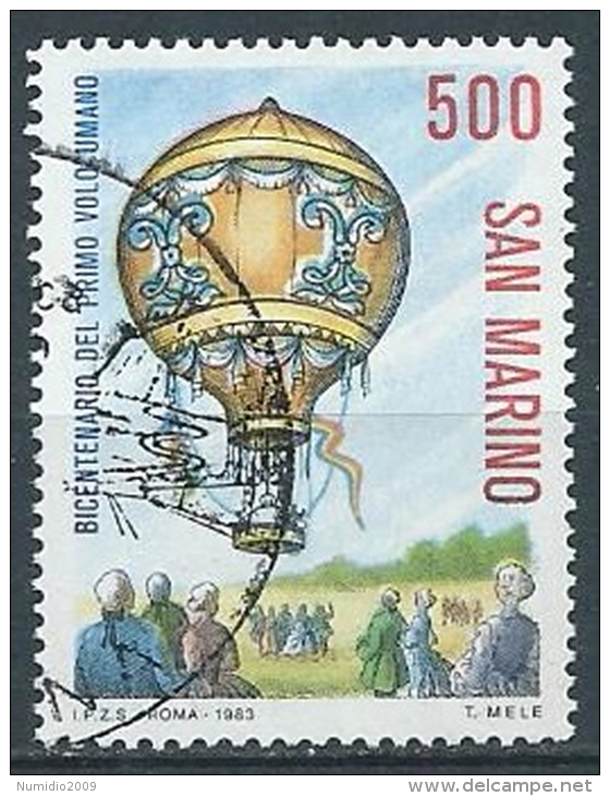 1983 SAN MARINO USATO PRIMO VOLO UMANO - VA24 - Gebraucht