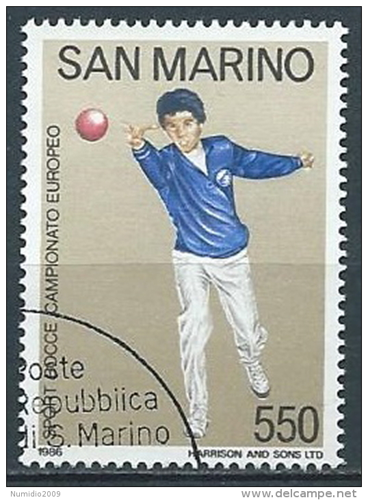 1986 SAN MARINO USATO EUROPEO DI BOCCE - VA24 - Used Stamps