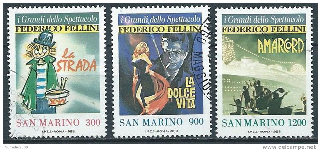 1988 SAN MARINO USATO CINEMA FEDERICO FELLINI - VA25 - Gebruikt