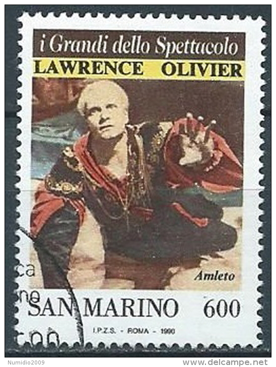 1990 SAN MARINO USATO LAWRENCE OLIVER 600 LIRE - VA25 - Gebraucht