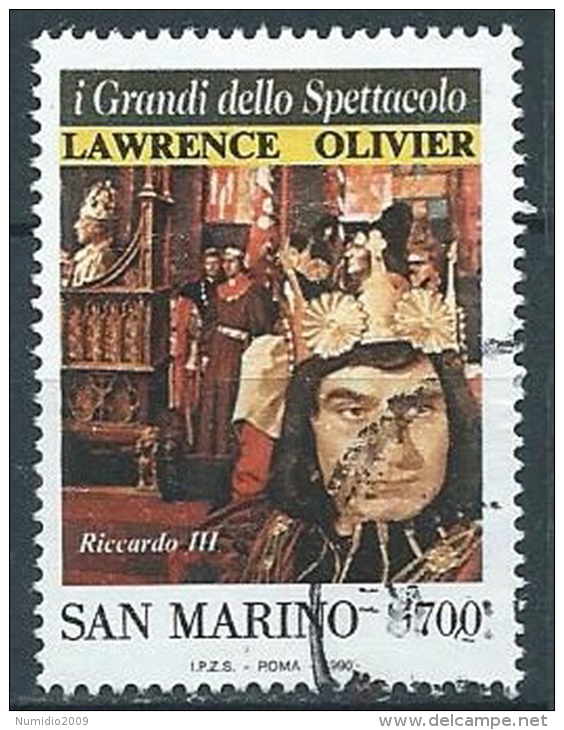 1990 SAN MARINO USATO LAWRENCE OLIVER 700 LIRE - VA25 - Gebraucht