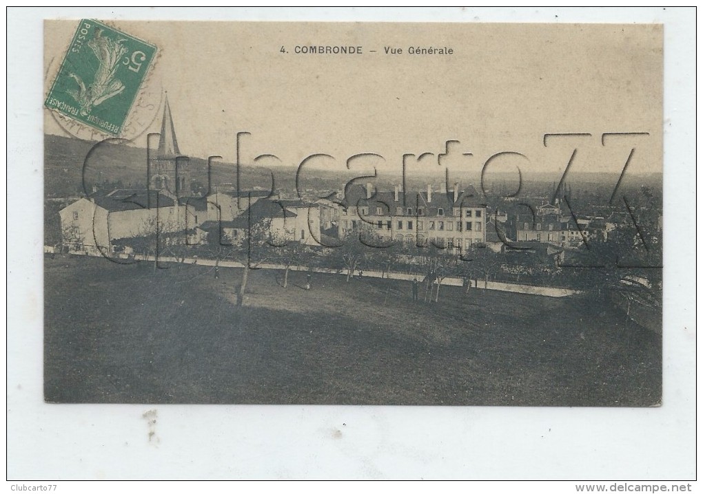 Combronde (63) : Vue Générale Du Quartier De L'église Et La Mairie  En 1910 PF. - Combronde