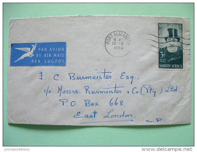 South Africa 1956 Cover To East London - Paul Kruger - Antelope Air Mail Logo - Covers & Documents