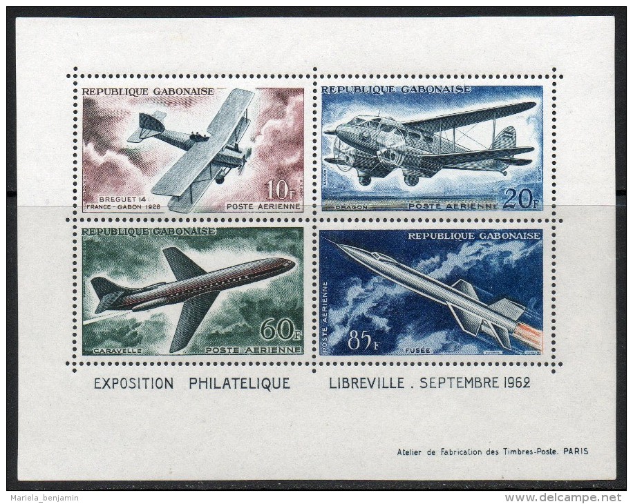 Gabon - BF1 ** Exposition Philatélique Libreville 1962 (avions Aircrafts) - Gabon (1960-...)