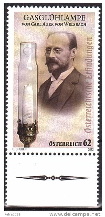 AUSTRIA ÖSTERREICH 2012 Gasglühlampe, Carl Auer Von Welsbach MNH / ** / POSTFRISCH - Neufs