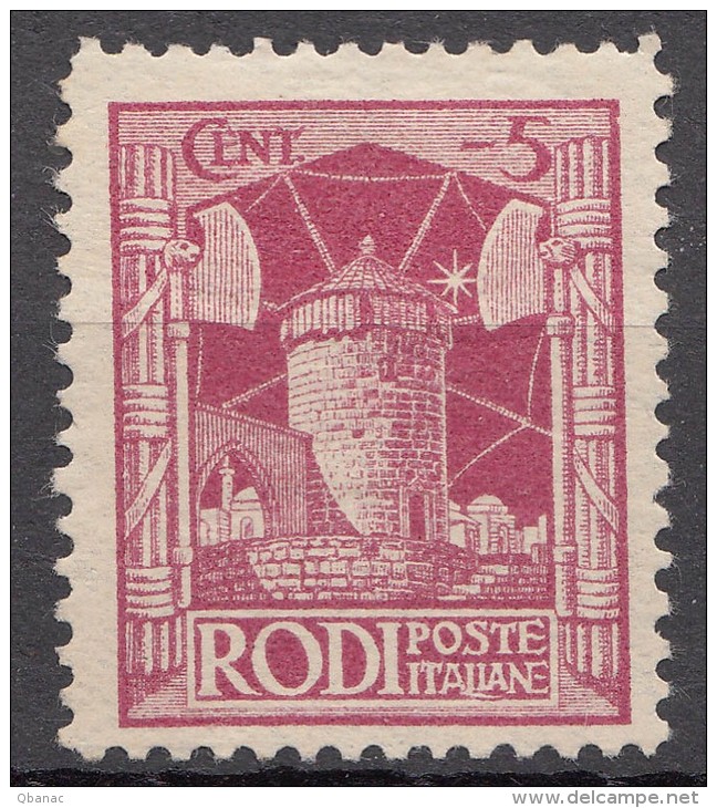 Italy Colonies Aegean Islands Egeo Rhodes (Rodi) 1929 Sassone#4 Mi#17 Perf. 11, Mint Hinged - Ägäis