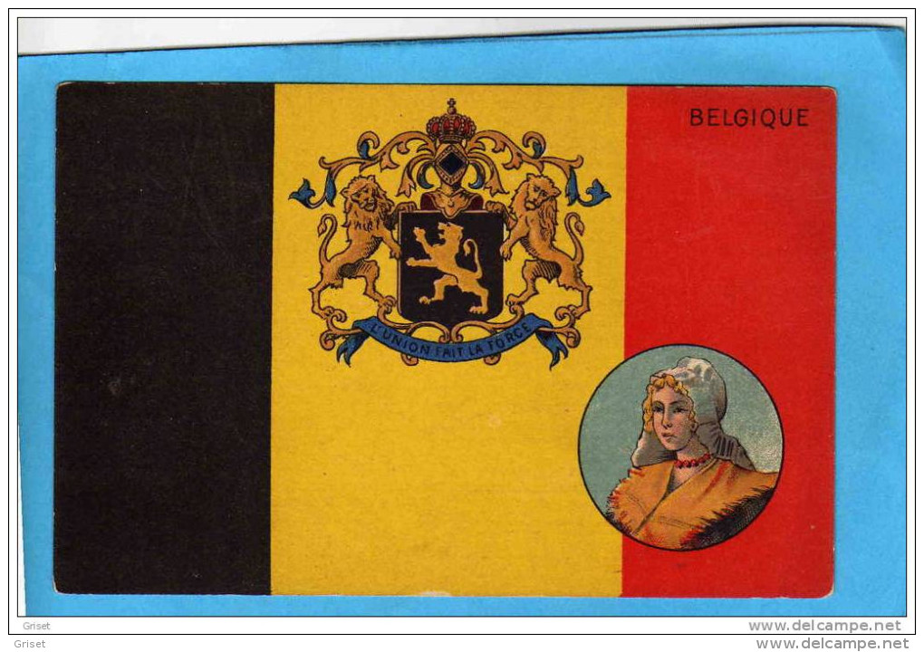 BELGIQUE - Le Drapeau Avec Armoiries Et Portait De Femme Années 1900+publicité Au Dos Magasin Général - Other & Unclassified