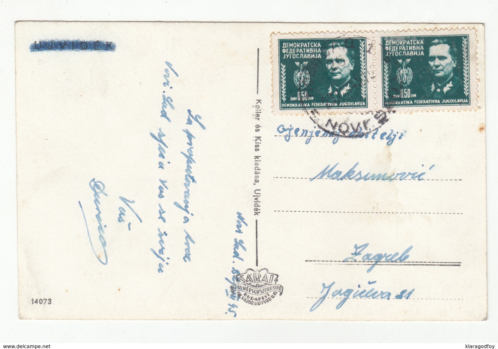 Novi Sad (Ujvidek) Old Postcard Travelled 23.VIII.1945 Bb - Serbie