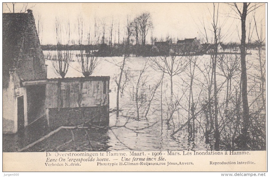 Hamme 1906, De Overstroomingen, Eene Ondergespoelde Hoeve, Climan-Ruijssers (05700) - Hamme