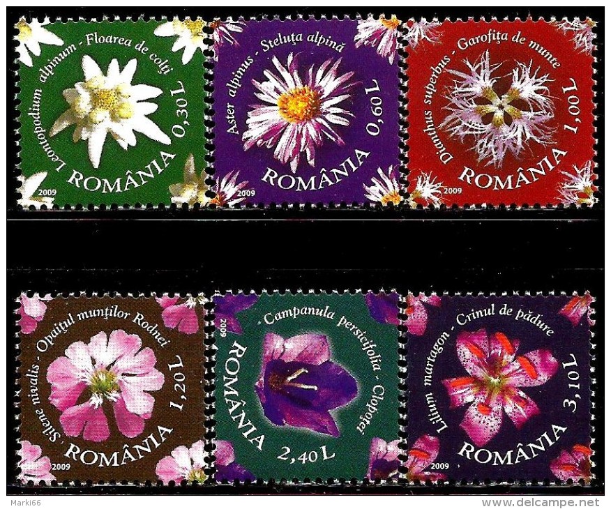 Romania - 2009 - Flowers From Mount Rodna Protected Area - Mint Stamp Set - Ongebruikt