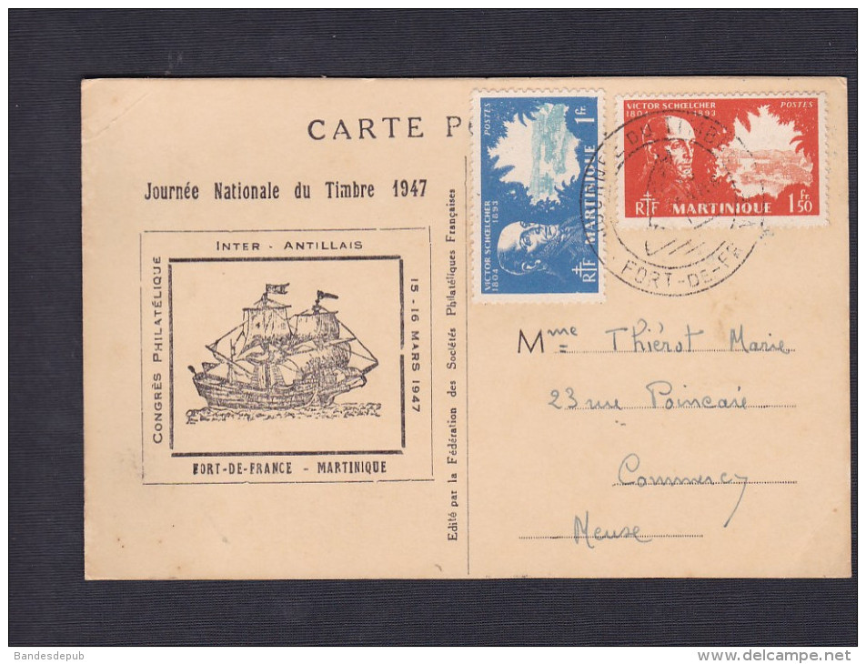 Carte Postale  Congres Philatelique Inter Antillais FORT DE FRANCE  Martinique Journée Nationale Du Timbre 1947 - Autres & Non Classés