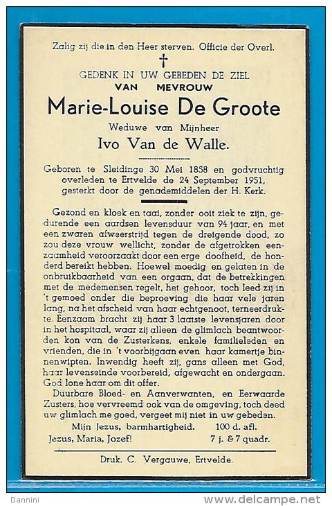 Bidprentje Van Marie-Louise De Groote - Sleidinge - Ertvelde - 1858 - 1951 - Images Religieuses