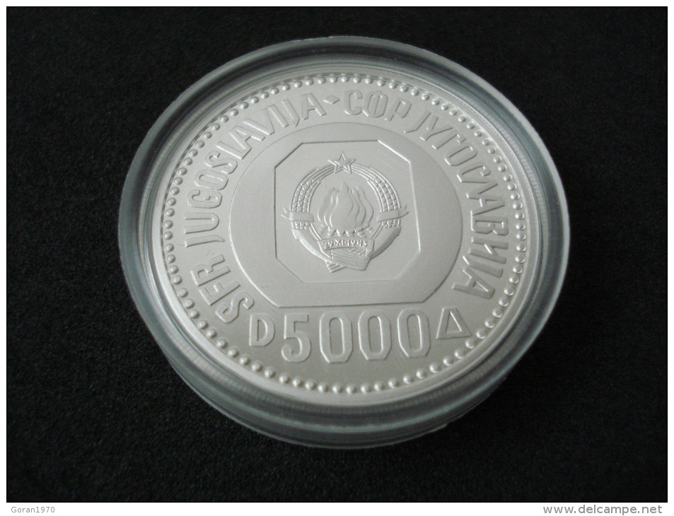 YUGOSLAVIA 5000 Dinara 1987. UNC SILVER PROOF (200th Anniversary Of The Birth Of VUK KARAD&#x17D;I&#x106;) - NO PACK - Yugoslavia