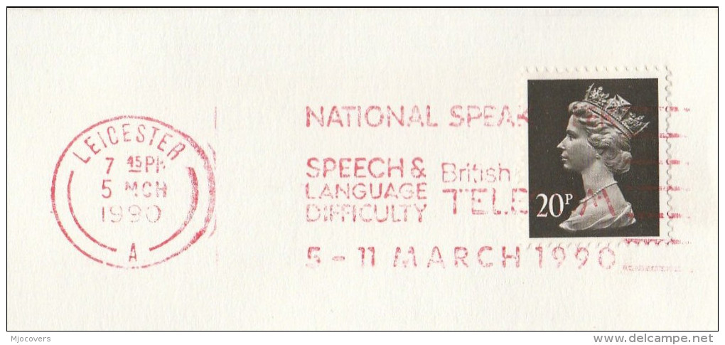 1990 COVER Slogan NATIONAL SPEECH LANGUAGE DIFFICULTY Speak Week TELECOM Gb Health Stamps - Handicaps