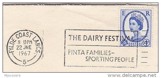 1967 Flyde Coast GB COVER SLOGAN Pmk PINTA FAMILIES SPORTING PEOPLE DAIRY FESTIVAL   Stamps Milk Drink - Covers & Documents