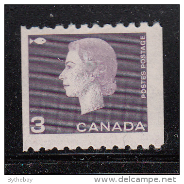 Canada MH Scott #407 3c Elizabeth II Cameo Issue Coil Single - Unused Stamps