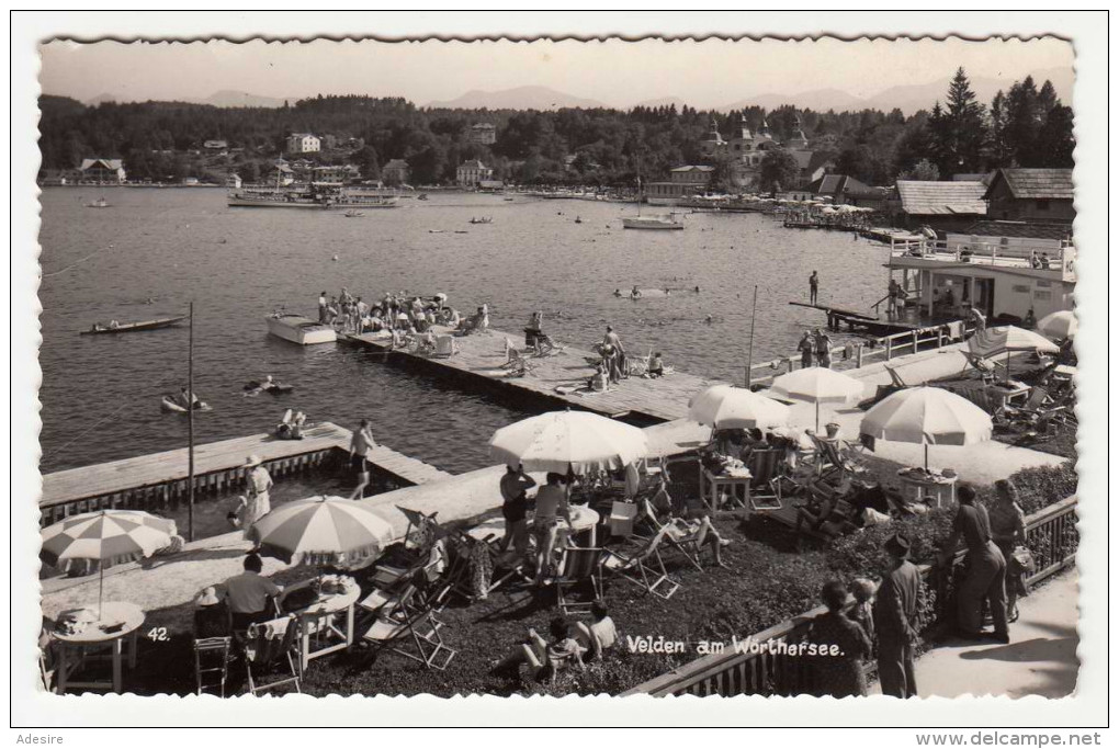 VELDEN Am Wörthersee - Badesteg. Dampfschiff, Boote, Fotokarte Gel.um 1955 - Velden