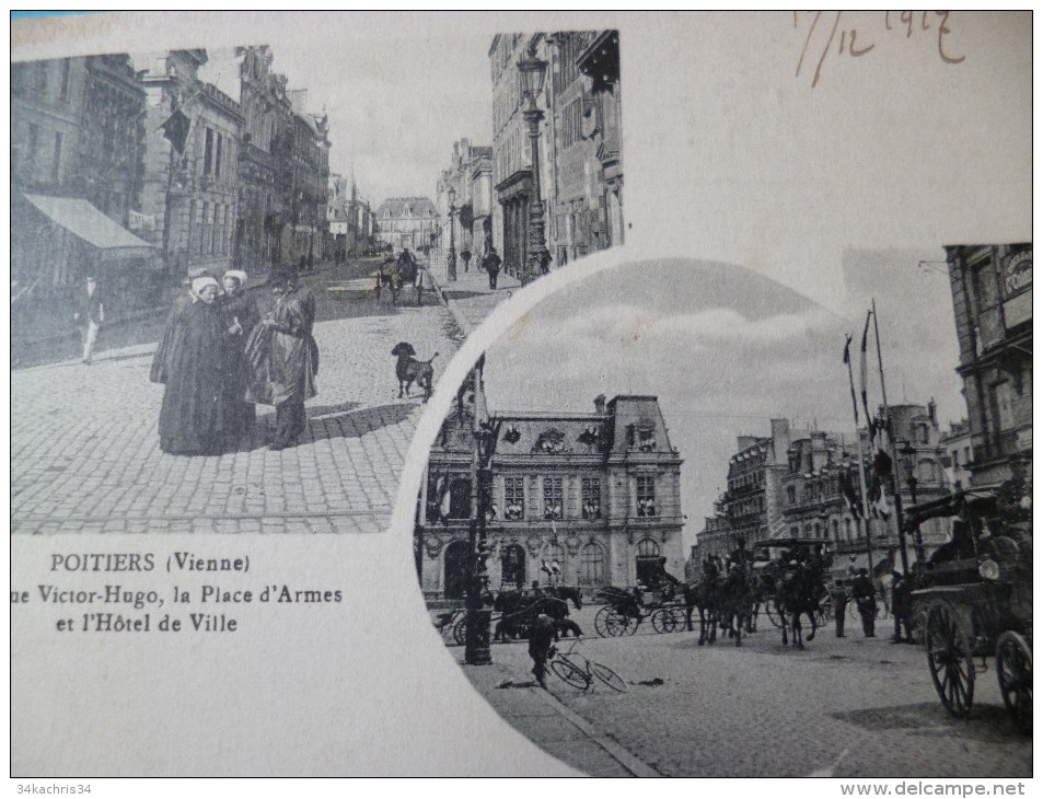 CPA Poitiers La Rue Victor Hugo, La Place D'armes Et L'hôtel De Ville Animée - Alencon