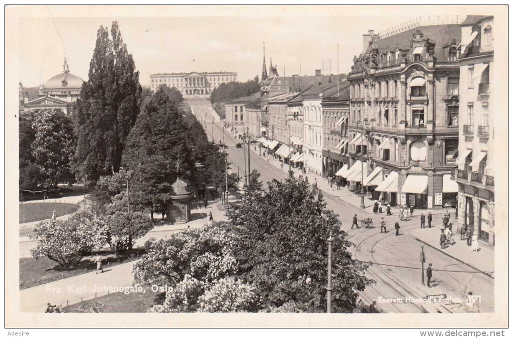 OSLO - Fra Karl Johansgate, Fotokarte Als Feldpost Gel. 1940, Aufgabestempel Erfurt Nach Graz - Norwegen