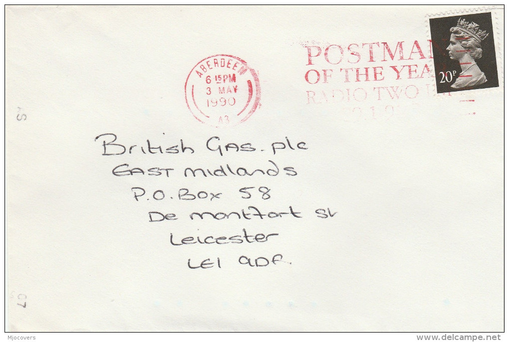 1990 Cover POSTMAN OF THE YEAR RADIO TWO , Aberdeen GB  Stamps Broadcasting Post - Covers & Documents