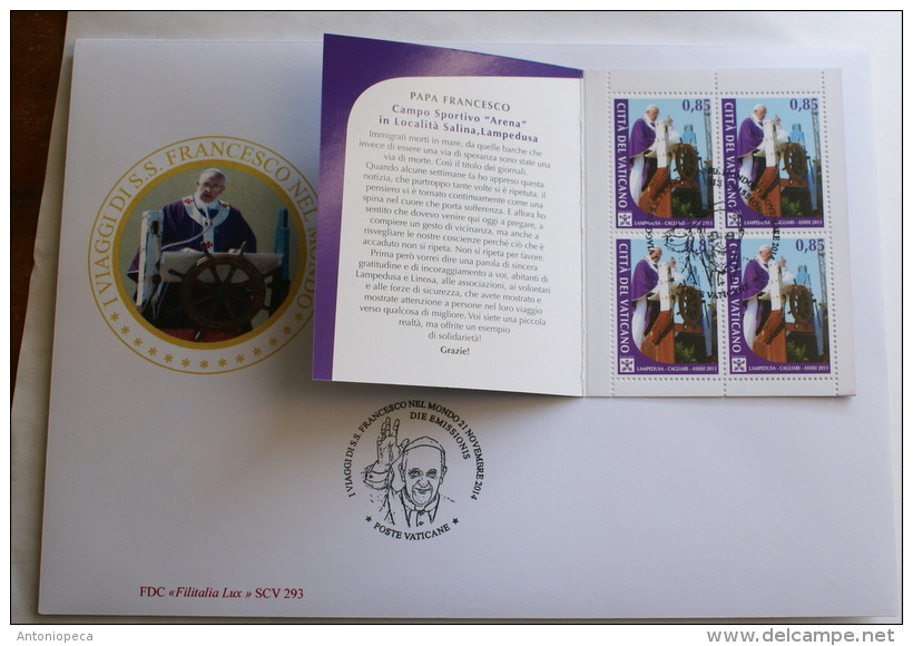 VATICANO 2014 -   VIAGGI DEL PAPA NEL 2013,  LAMPEDUSA -  FDC BOOKLET, LIBRETTO - Unused Stamps