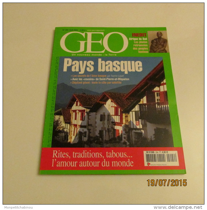 GEO N°294 (08/2003) : PAYS BASQUE - Géographie