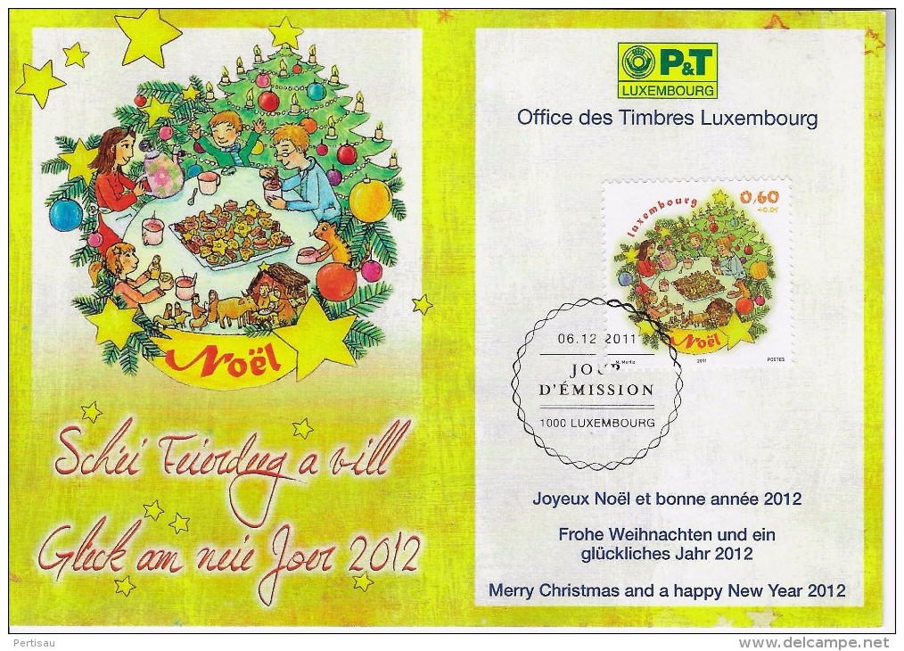 Wenskaart Joyeux Noel Et Bonne Annee 2012 Speciale Afstempeling 2011 - Cartes Commémoratives