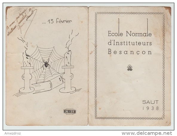 Carte De L´Ecole Nationale D´Instituteurs De Besançon Saut Parachute 1939 écrit En Coin Du Lieutenant Colonel - Autres & Non Classés