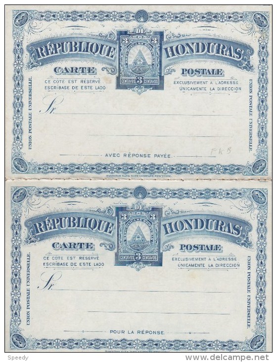 HONDURAS   : POSTAL STATIONERY/ ENTIER  (H&G) POSTCARD   Nr. 8  (3 + 3  Centavos) New - Honduras