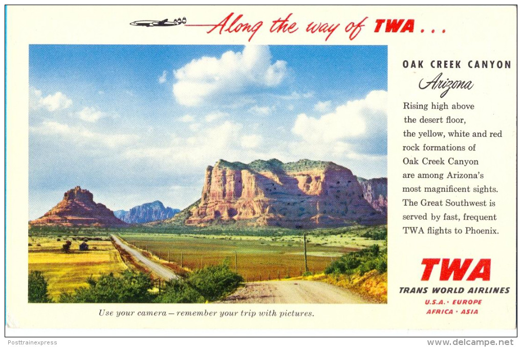 The "TWA"  Ouk Kreek Canyon Post Card. - Autres & Non Classés