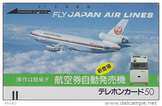 Télécarte Ancienne Japon / 110-3493 - AVIATION - JAL - JAPAN AIRLINES Front Bar Phonecard - Balken TK - Avion 916 - Aviones