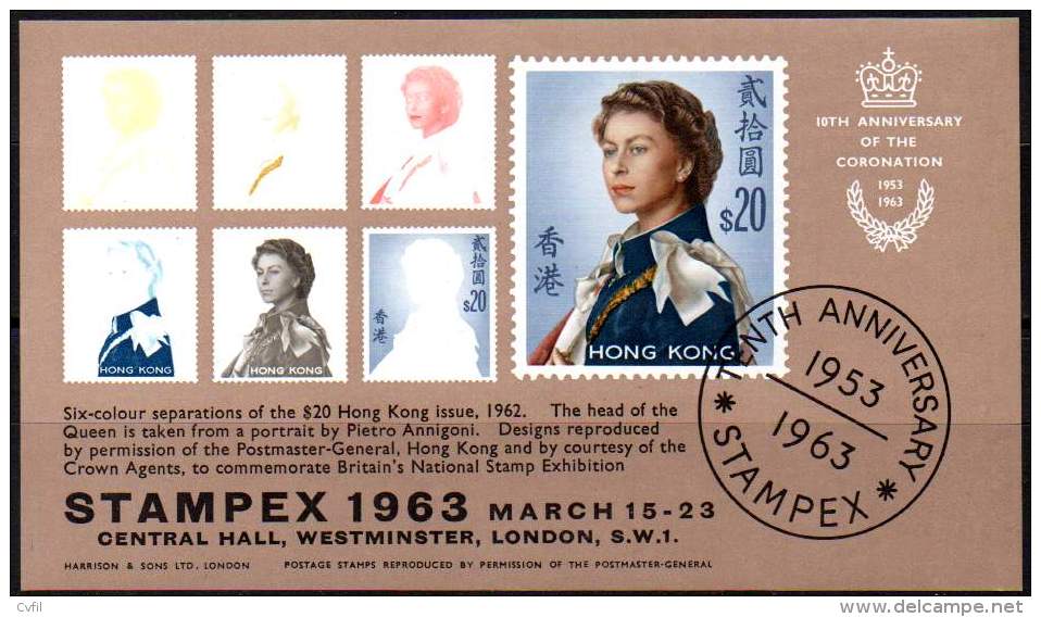 GREAT BRITAIN 1963 - STAMPEX And The $20 Hong Kong Issue. Souvenir Sheet - Cinderellas