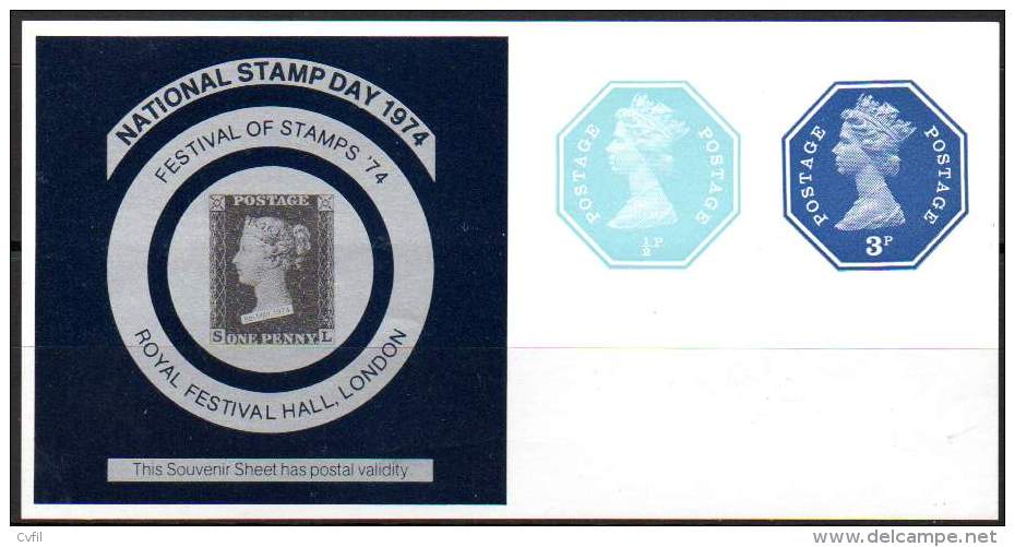 GREAT BRITAIN 1974 - National Stamp Day. Souvenir Sheet With Postal Validity - Cinderellas